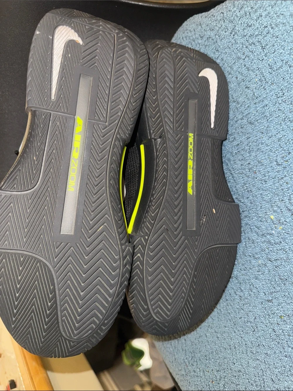 Nike Kids Black Sneakers with White Swoosh and Neon Yellow Accent